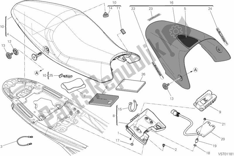 Todas as partes de Assento do Ducati Monster 1100 EVO Anniversary USA 2013